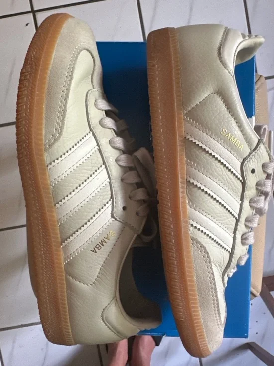 Adidas Samba OG Aluminum Gum Women’s Size 7 – Cream Leather, Gum Sole - Picture 6 of 12
